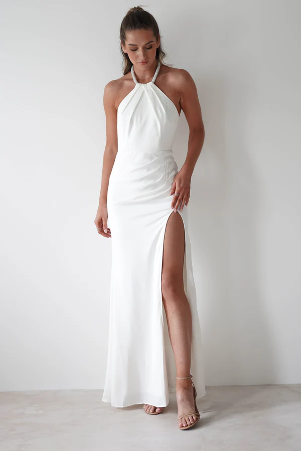 Halterneck Maxi Dress | White