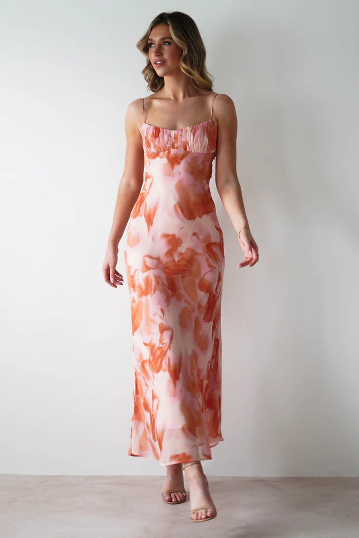 Printed Maxi Dress | Orange Print