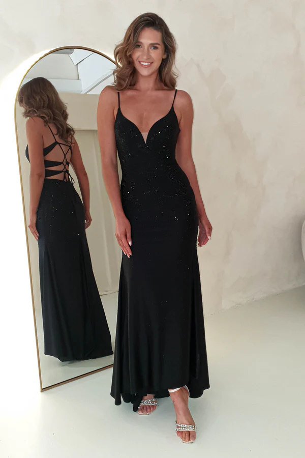 Diamante Bodycon Gown | Black