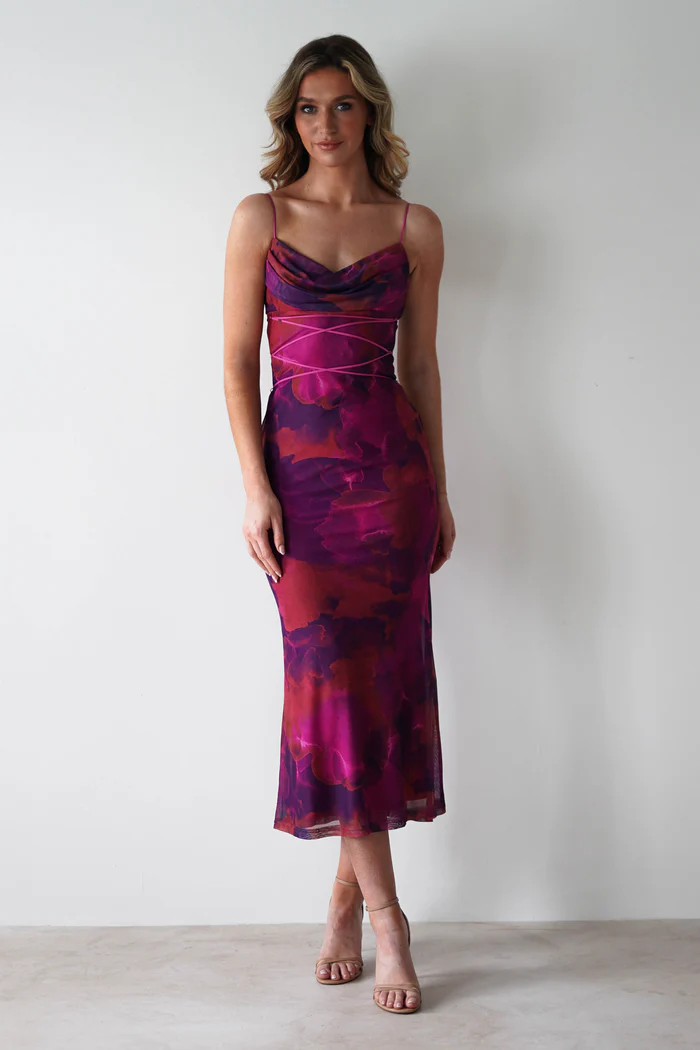  Bodycon Midaxi Dress | Purple Print