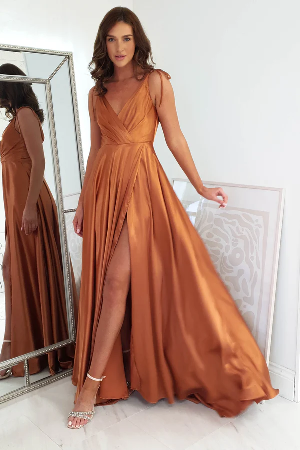  Soft Satin Gown | Sunset Orange