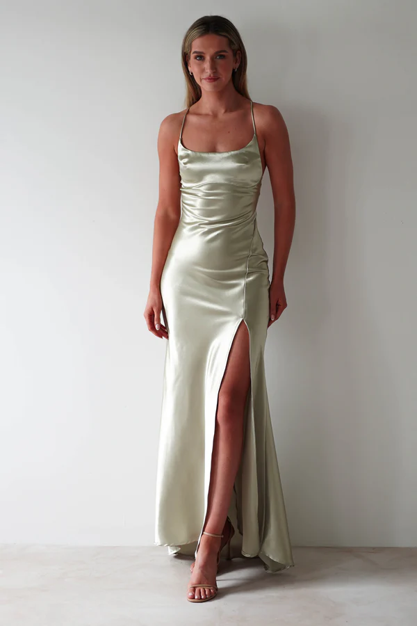 Satin Maxi Gown | Sage