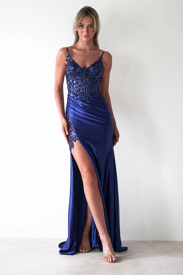 Embellished Bodice Gown | Midnight Blue