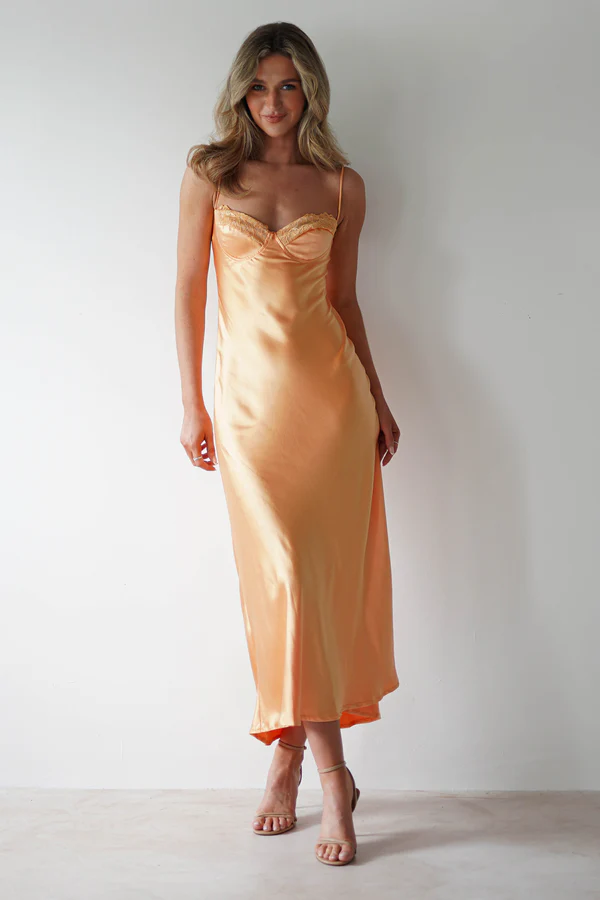 Soft Satin Maxi Dress | Melon