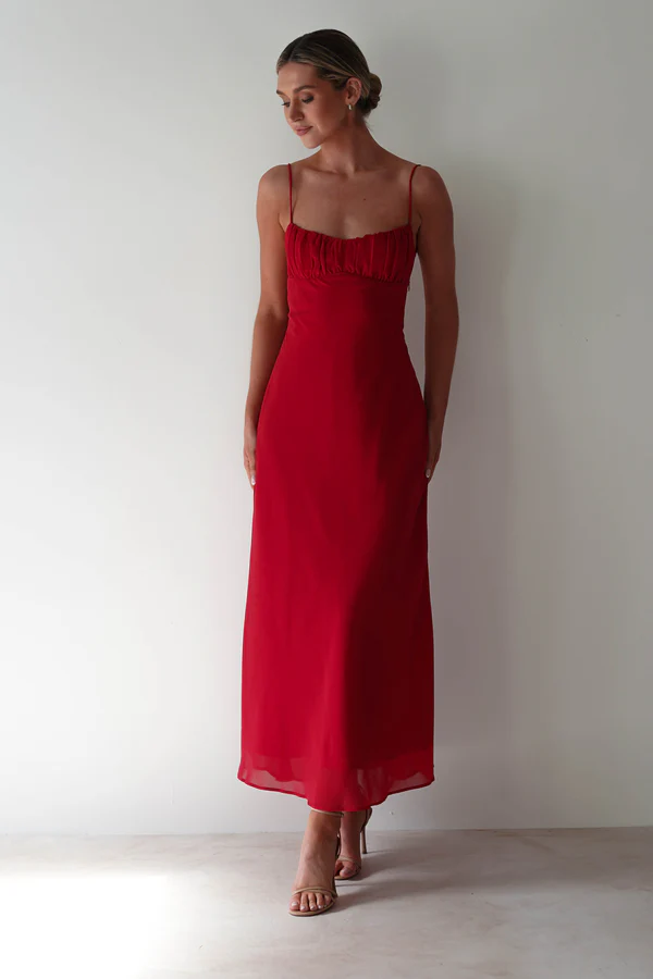 Open Back Maxi Dress | Red