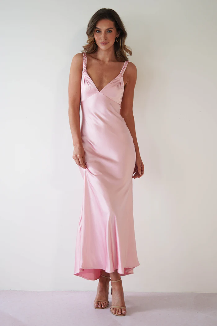 Soft Satin Maxi Dress | Light Pink