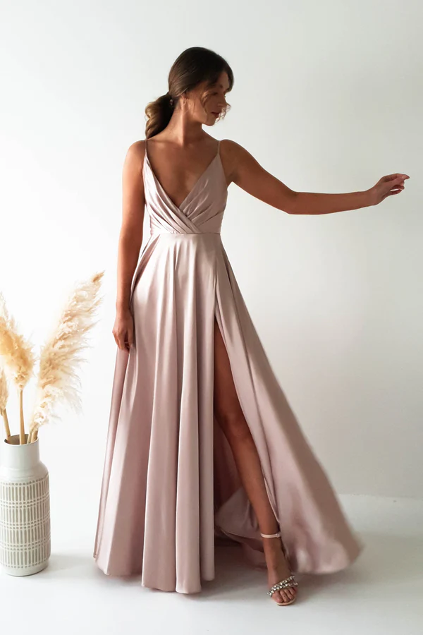 Satin Maxi Gown | Champagne