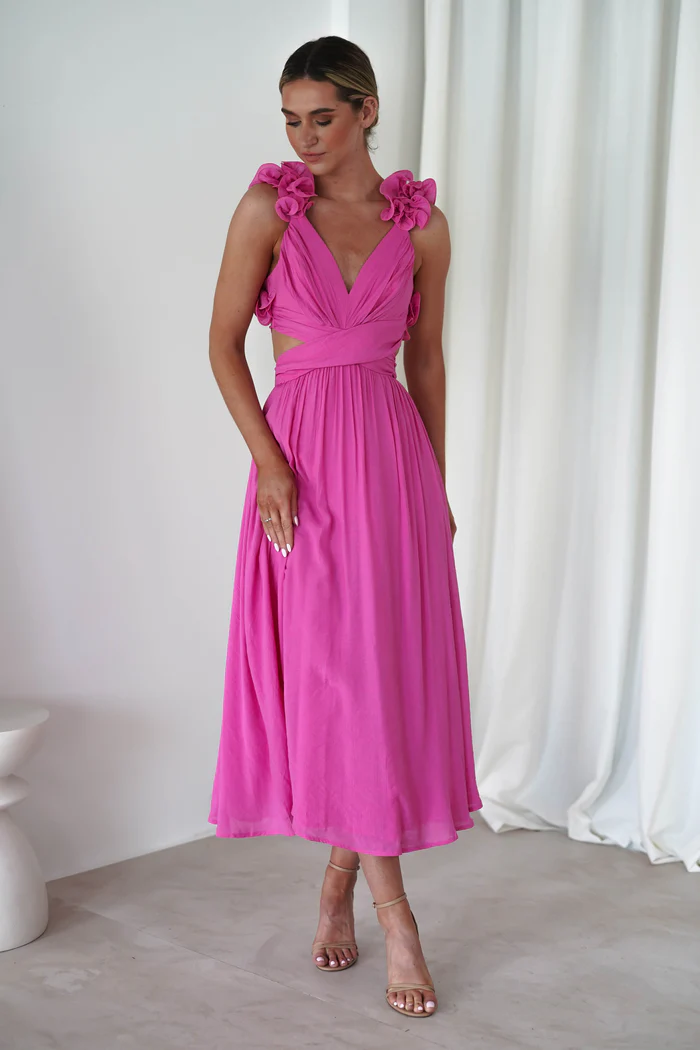 Midaxi Dress | Hot Pink