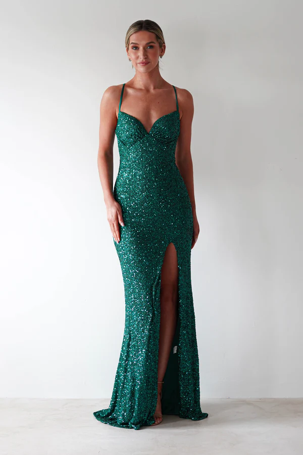  Bodycon Sequin Gown | Emerald Gree