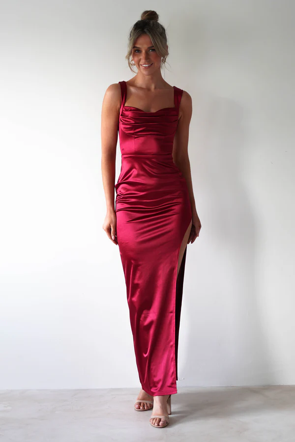 Bodycon Maxi Dress | Dark Red