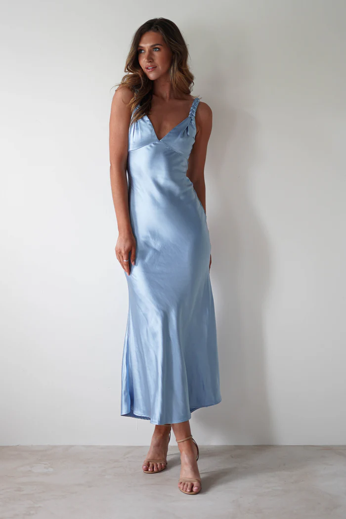  Soft Satin Maxi Dress | Blue