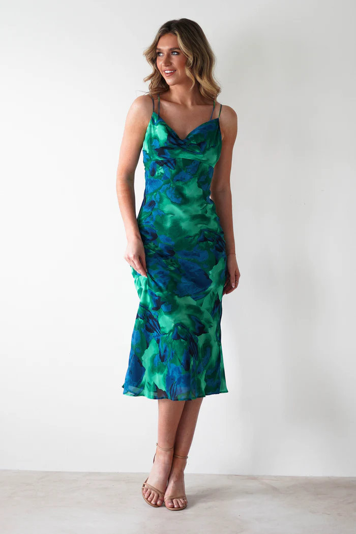 Bali Printed Midi Dress | Green Print