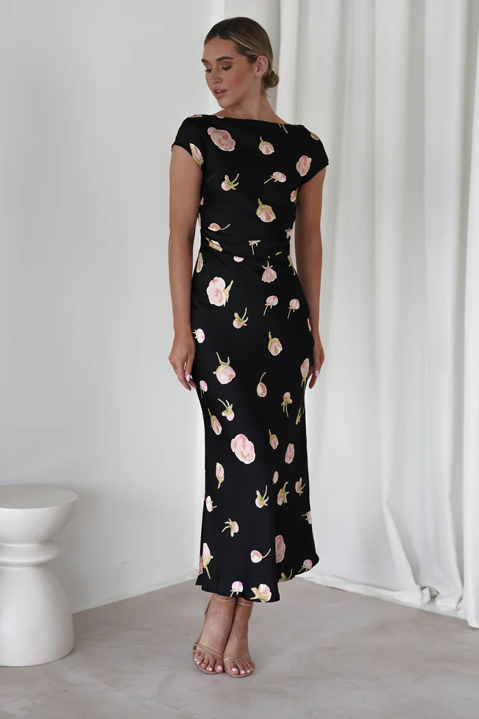 Soft Floral Maxi Dress | Black