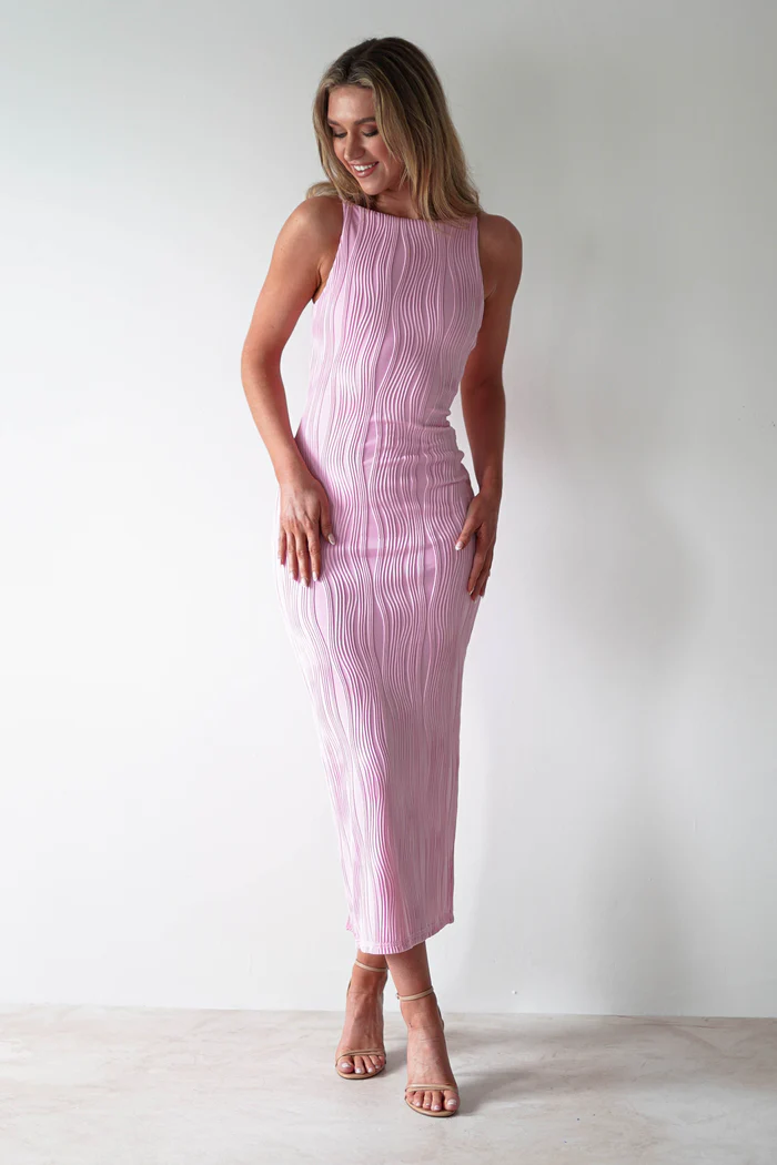 Textured Bodycon Midaxi Dress | Pink