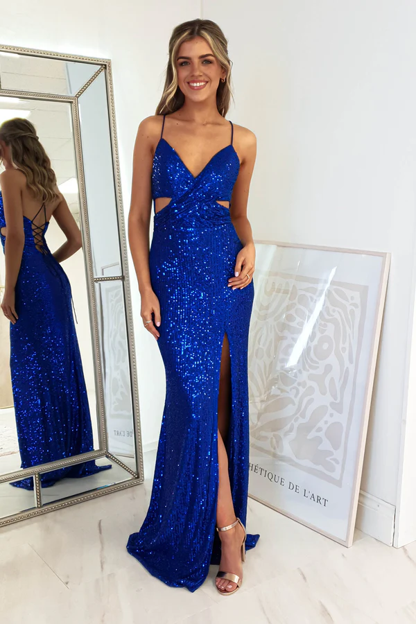 Bodycon Sequin Gown | Royal Blue