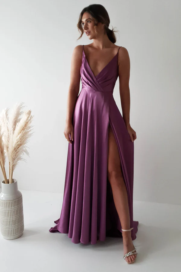 Satin Maxi Gown | Violet