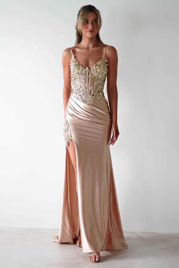 Embellished Bodice Gown | Champagne/Gold