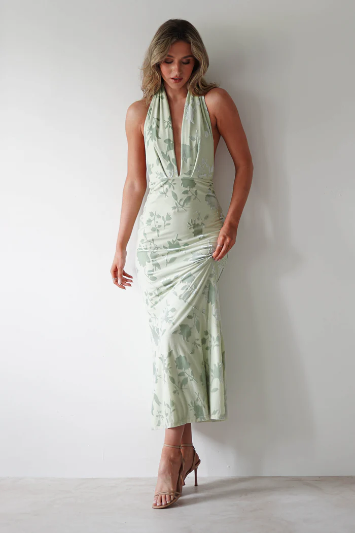  Floral Jacquard Maxi Dress | Sage