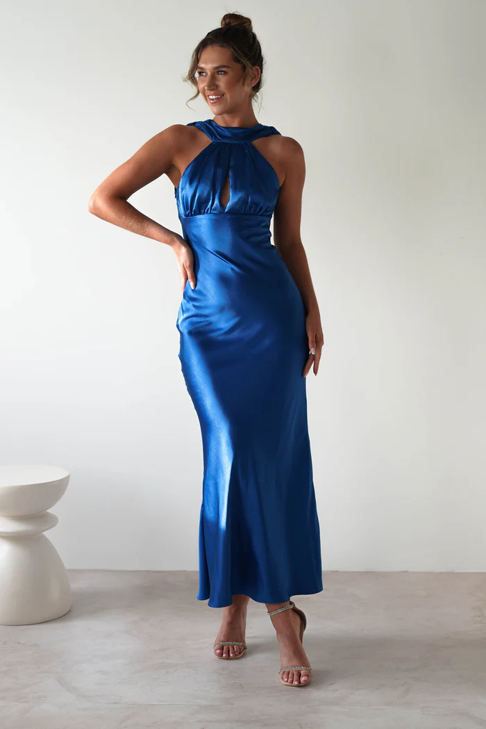 Halter Neck Maxi Dress | Cobalt Blue