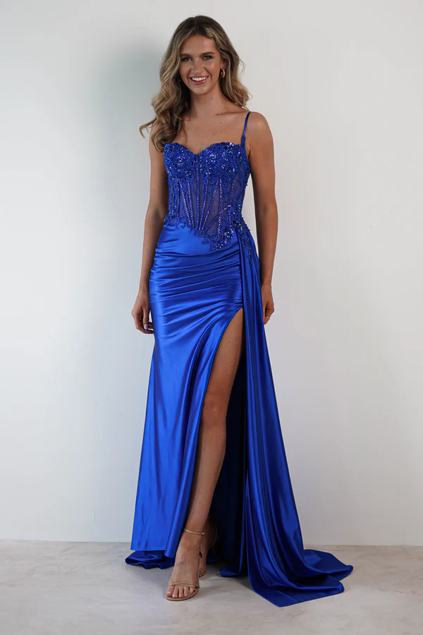 Embellished Corset Gown | Royal Blue