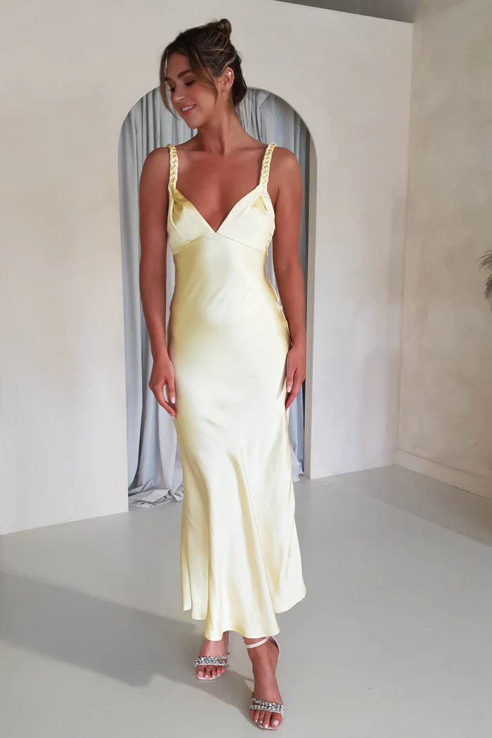  Soft Satin Maxi Dress | Butter Yellow