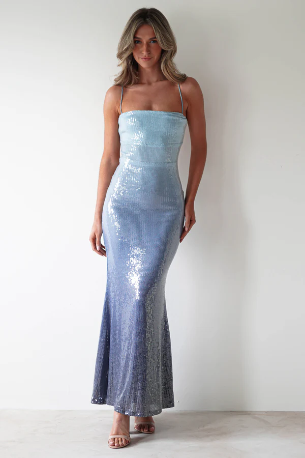 Ombre Sequin Maxi Gown | Blue/Grey