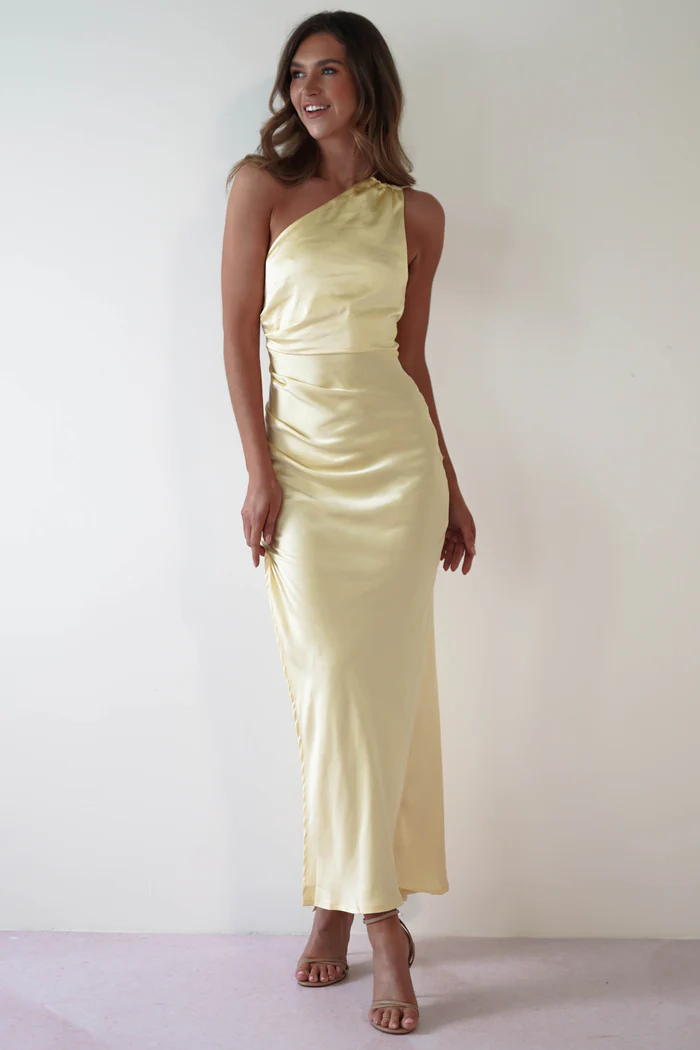 Soft Satin Maxi Dress | Yellow