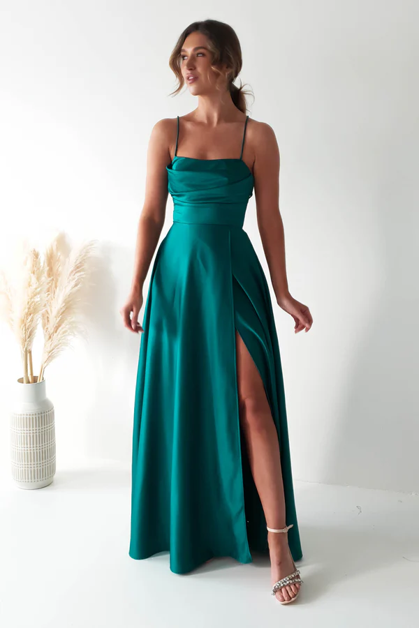  Satin Gown | Teal Green