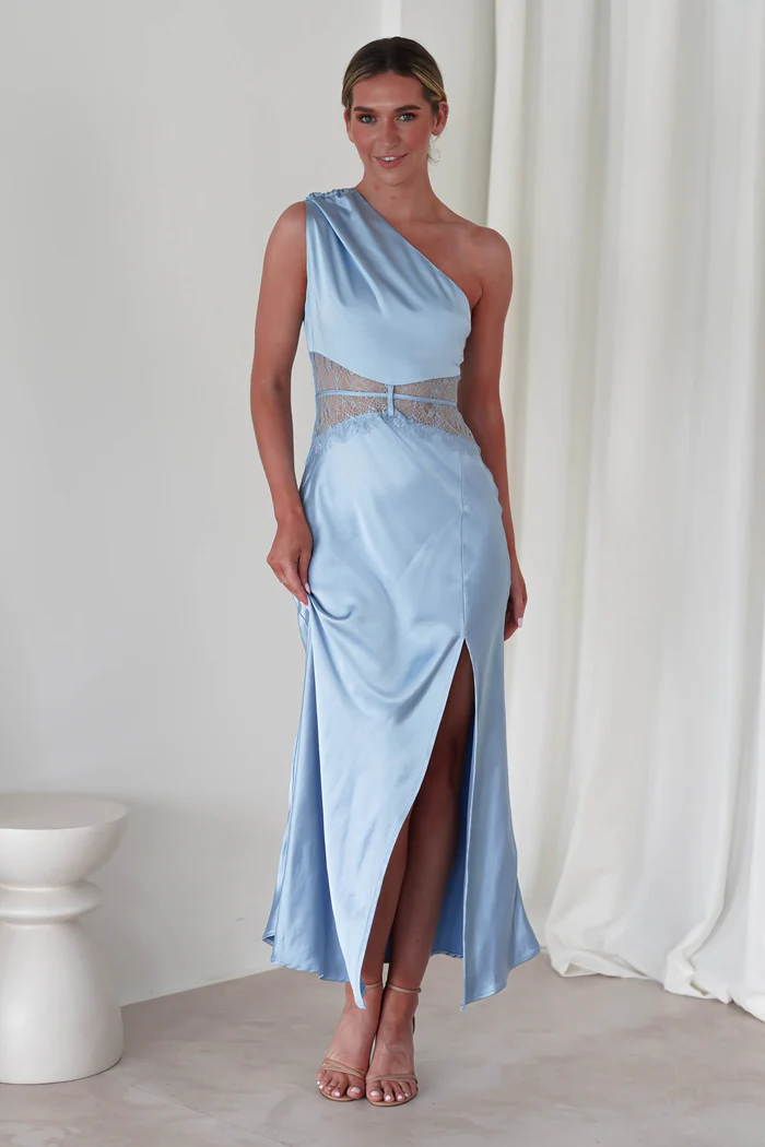 SOFT SATIN MAXI DRESS | BLUE