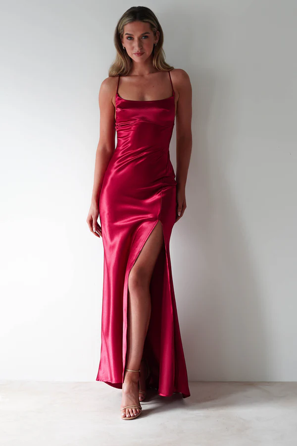 Satin Maxi Gown | Red